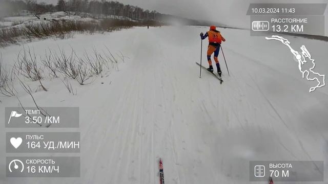 Томский лыжный марафон. 50 км. Круг 25 км с телеметрией. смотреть онлайн