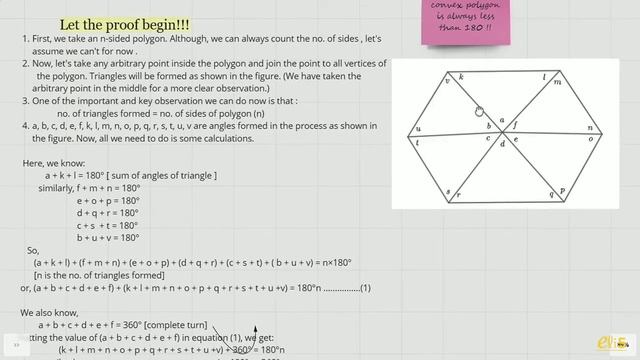 Sum Of Interior Angles Of A Polygon | Derivation Of (n-2)*180 | Eli5 Episode 1