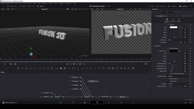 DaVinci Resolve FUSION - How to create a nice 3D TEXT with soft lights, shadows and texture смотреть онлайн