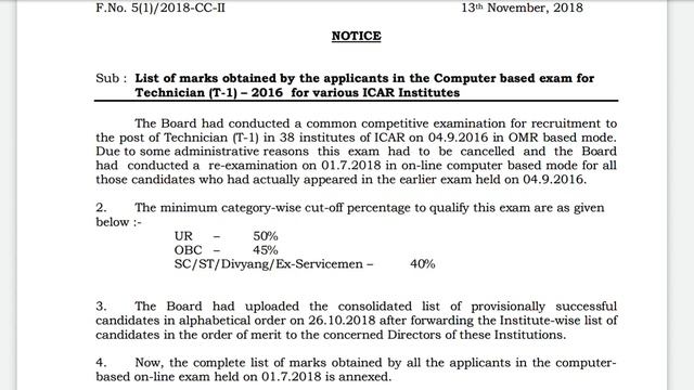 ICAR Technician (T1) Previous Year Cut-Off | Subham Sen