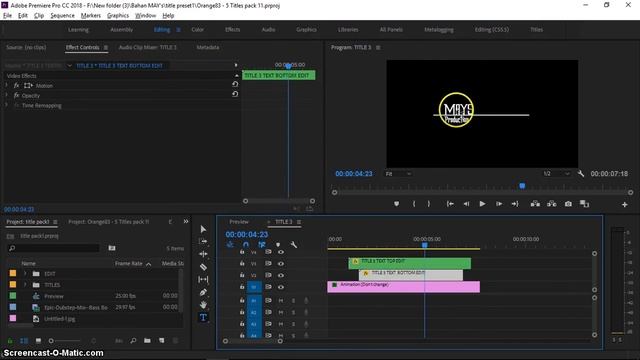 Free 5 Preset Simple Title With Adobe Premiere Pro