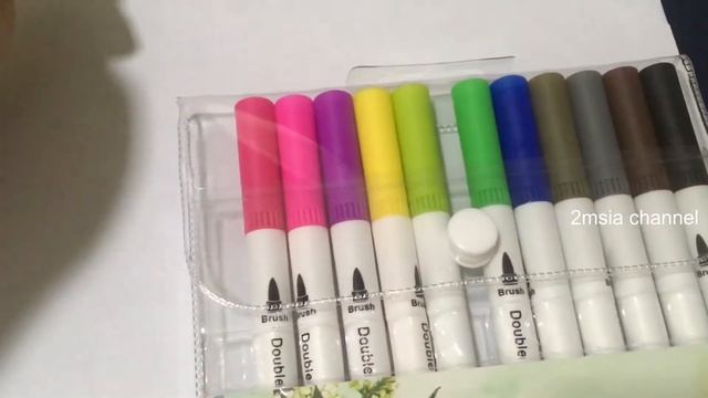 Double Head Coloured Pen Flexible Brush Fineliner Pen Tip 12 Colours Water Magic смотреть онлайн