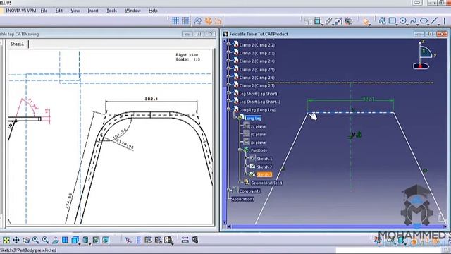 Long leg modeling|Modeling & Reverse Engineering a Foldable Table in Catia V5 смотреть онлайн