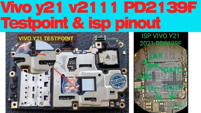 Vivo Y21, PD2139F, V2111, Test Point Isp Pinout
