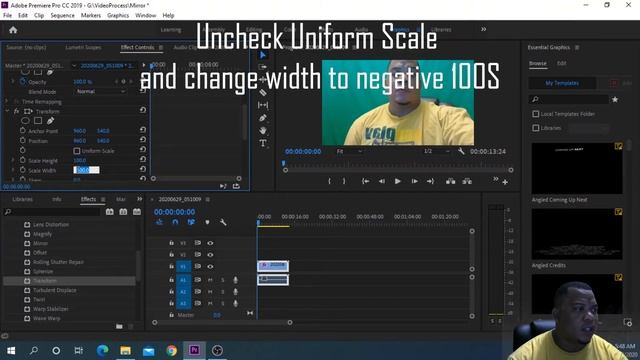 Mirror Video clip in Premiere Pro CC смотреть онлайн