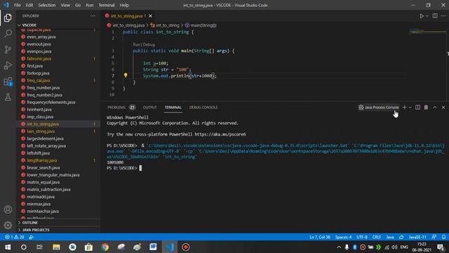 Java Program to convert int to String using Visual Studio Code Integer toString method смотреть онлайн