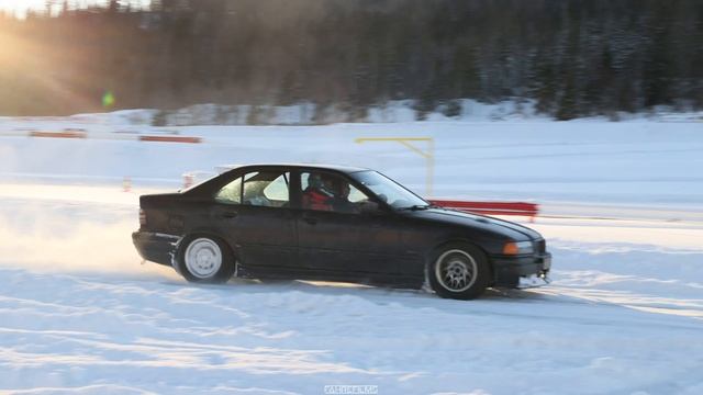 First Time Drifting My BMW E36 Turbo in the Snow! смотреть онлайн