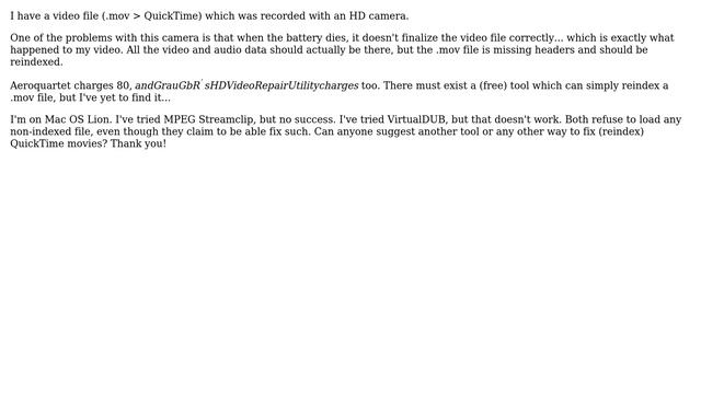Reindexing Quicktime file ... how? смотреть онлайн