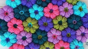 Коврик из цветочков крючком