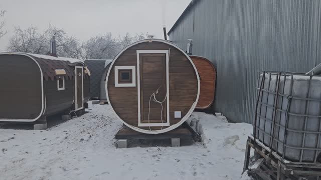 Баня бочка 4 метра с предбанником купить в Дзержинске. смотреть онлайн