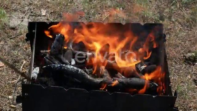 Brazier Barbecue Grill in Forest | Stock Footage - Videohive смотреть онлайн