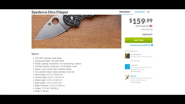 Deal Alert # 43: Spyderco Dice Knife (C182CFTIP) смотреть онлайн