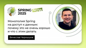 Вячеслав Чернышов - Монополия Spring на доступ к данным | Spring Now 2025
