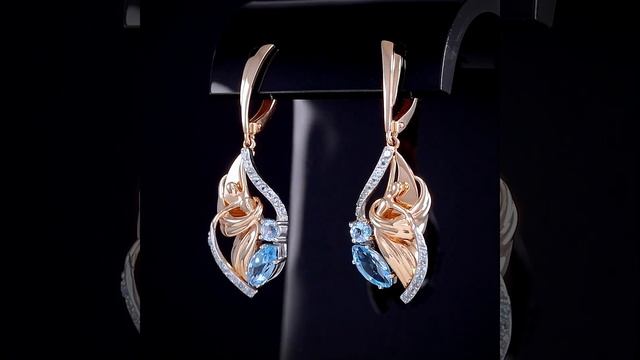 Серьги «Стихия Воды» с английским замком из комбинированного золота с топазами смотреть онлайн