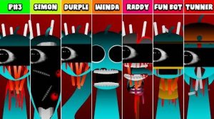 Incredibox Sprunki: Фаза 3, но все Дурпл, Венда, Саймон и Радди против Фан Бота против Туннера