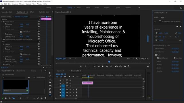 How To Scrolling Text In Adobe Premiere Pro / Rolling Text / Animation Text