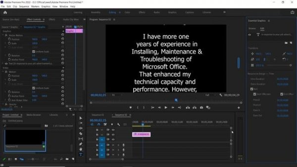 How to scrolling text in adobe premiere pro / Rolling text / animation text