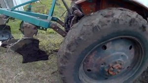 ЮМЗ-6 батя решил покататься с плугом, вспашка огорода настроенным плугом!