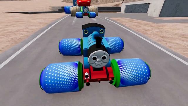 Big & Small Thomas the Tank Engine with Saw Wheels vs Belaz in BeamNG.Drive смотреть онлайн