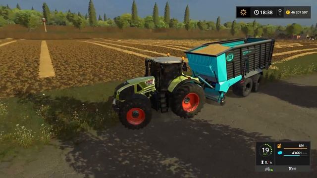 Farming Simulator 2017. НОВОСВЕТЛОВКА. Трактор CLAAS AXION 900 USA. Прицеп Lely Tigo XR 75 D. смотреть онлайн