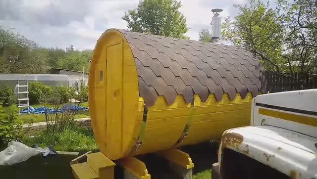 Перевозная баня бочка 3 метра купить на Бору. смотреть онлайн