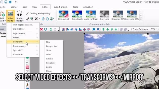 How to apply Mirror effect with VSDC Free Video Editor смотреть онлайн