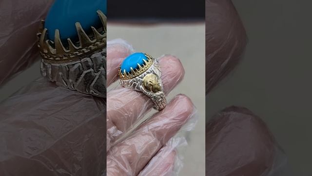 Natural Turquoise/Feroza - {Origin Arizona} - Weight 6.24 Carat, Silver Ring смотреть онлайн