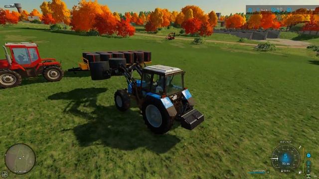 УПАКОВКА и ПОГРУЗКА тюков на МТЗ-1221, ЛТЗ-155, РАСПАШКА поля на К-700 | FS22 | Заря - Timelapse #1 смотреть онлайн