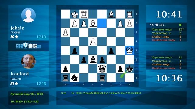 Chess Game Analysis: Jekaiz - Ironlord : 0-1 (By ChessFriends.com) смотреть онлайн
