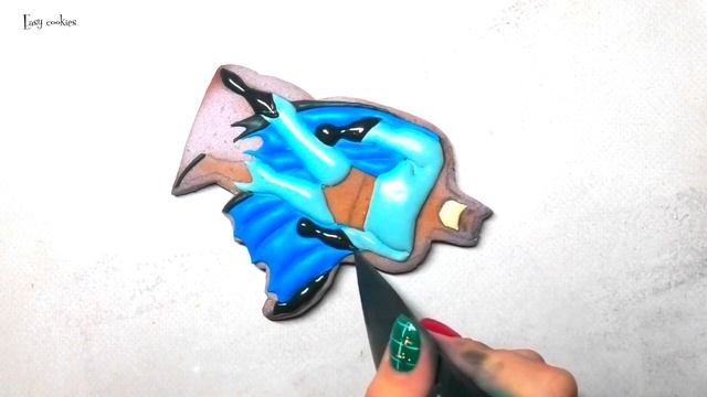 Cookie tutorial How to pipe royal icing SUPER Hero cookie / Объёмная заливка айсингом пряник Бэтмен смотреть онлайн