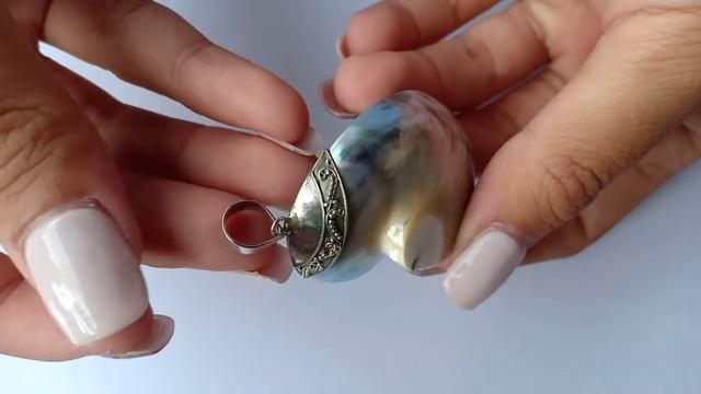 Sterling silver, Grey color, Nautilus, Shell pendant SHP 105 смотреть онлайн