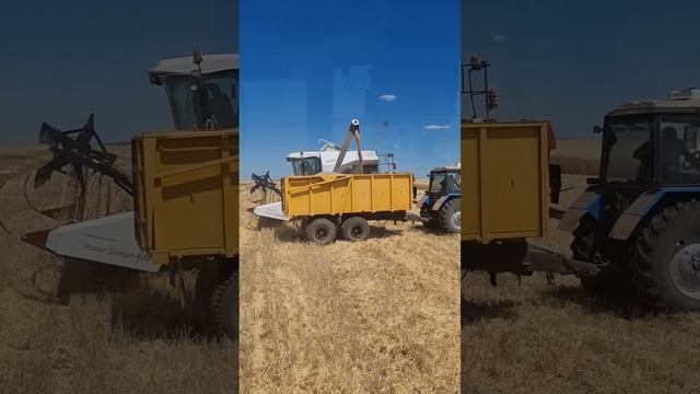 Выгрузка комбайна Нова 340 в накопитель 2ПТС9 Трактор МТЗ 952.2 смотреть онлайн