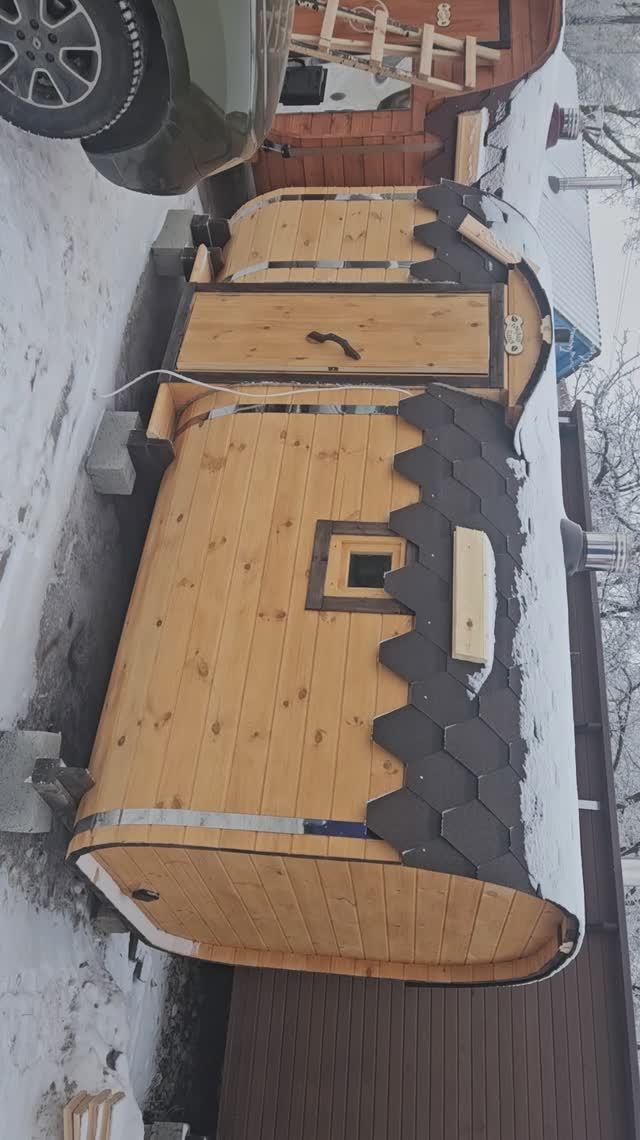 Баня "Квадро-бочка" 4 метра с боковым входом купить в Богородске. смотреть онлайн