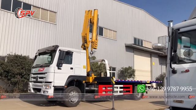 Testing Video of SINOTRUK Road Rescue Truck with 8 Tons Knuckle Boom Crane смотреть онлайн