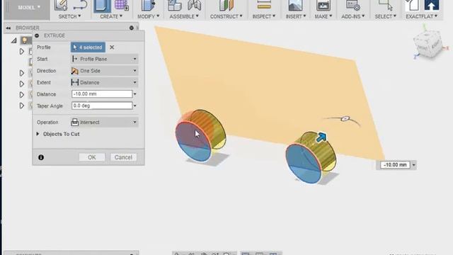 Fusion360 - Cut extrusion and mirroring faces - basic car 5 смотреть онлайн