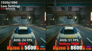 Ryzen 5 8600G vs. Ryzen 5 5600G (Radeon 760M vs. Vega 7) : Test in 8 Games 1080p