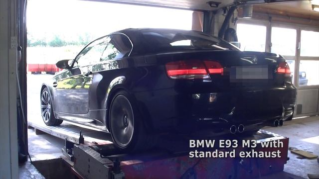 BMW E93 M3 on the dyno test before and after Schmiedmann exhaust смотреть онлайн