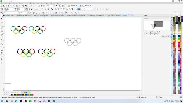 HỌC COREL ONLINE : Cách Vẽ Hình Tròn Olympic Nhanh Trong CorelDraw