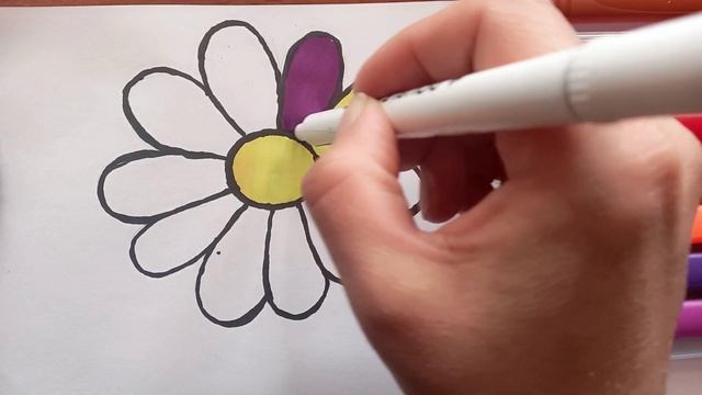 Drawing Flower, Coloring For Kids, Toddlers/ Chamomille Flower/ Сурет салып үйрену