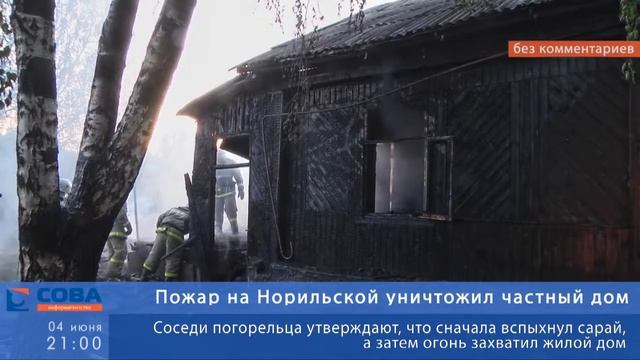 На Норильской огонь уничтожил частный дом смотреть онлайн
