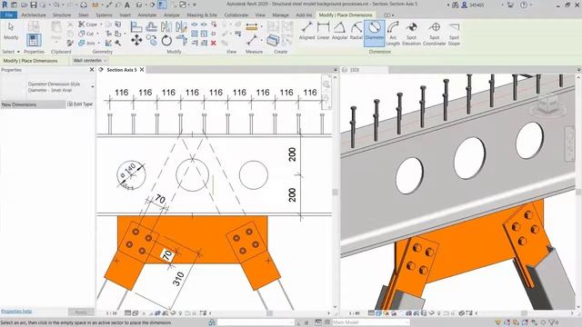 Revit 2020 - Tags and dimensions of steel elements смотреть онлайн