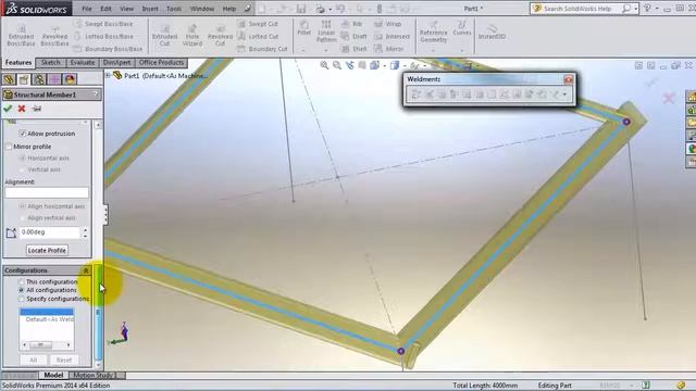 101 SolidWorks 2014 Weldments Tutorial Rotating Members, Protrution смотреть онлайн