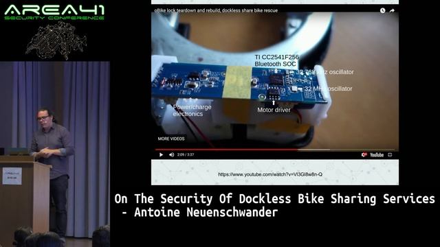 Area41 2018: Antoine Neuenschwander: On The Security Of Dockless Bike Sharing Services смотреть онлайн