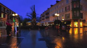 Бад-Ишль, Австрия 🇦🇹 Прогулка дождливой ночью - 4K HDR