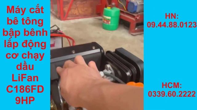Máy cắt bê tông bập bênh lắp động cơ LiFan chạy dầu C186FD 9HP смотреть онлайн