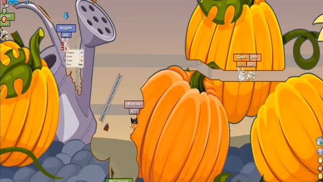 Играю в Wormix с другом 2x2)