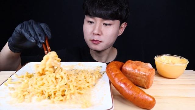 크림진짬뽕 킬바사소세지 스팸 먹방ASMR MUKBANG SPICY CREAMY CHEESE NOODLES & KIELBASA SAUSAGE & SPAM Eating Sounds
