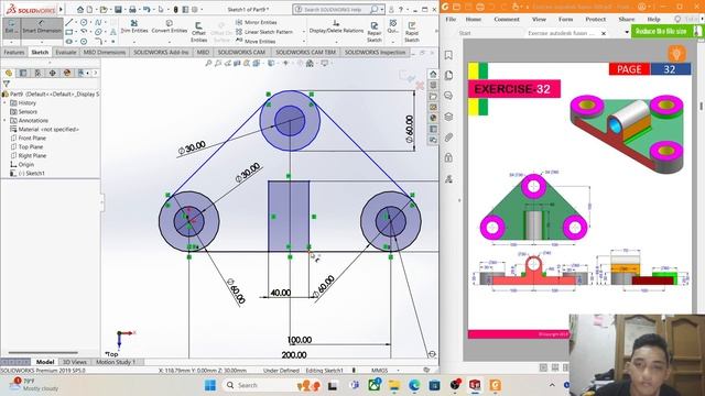 TUGAS EXERCISE 32 Solidworks смотреть онлайн