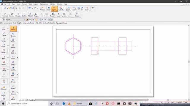 How to draw Hexagon Head Bolt Nut and Washer assembly Using Solid Edge Software смотреть онлайн
