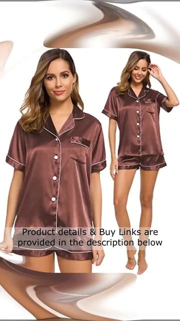 Women's Polka dotted Silk Satin Pajamas Set Two-piece Pj Sets Sleepwear Loungewear #Shorts смотреть онлайн